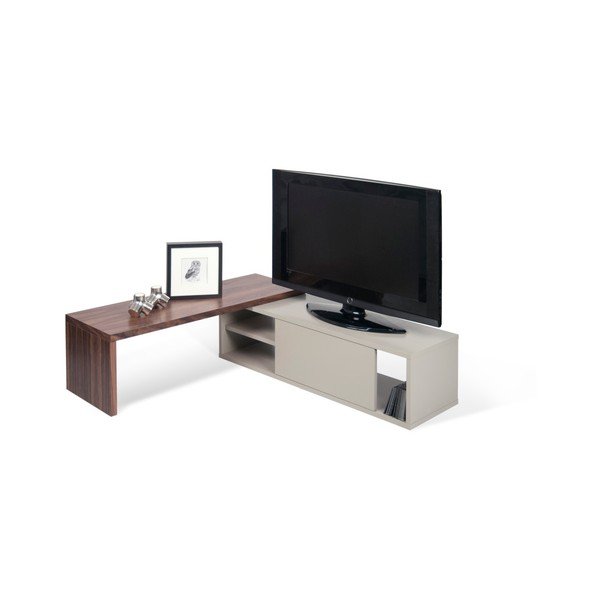 Tavolo TV variabile grigio con impiallacciatura in noce Move - TemaHome-image-2