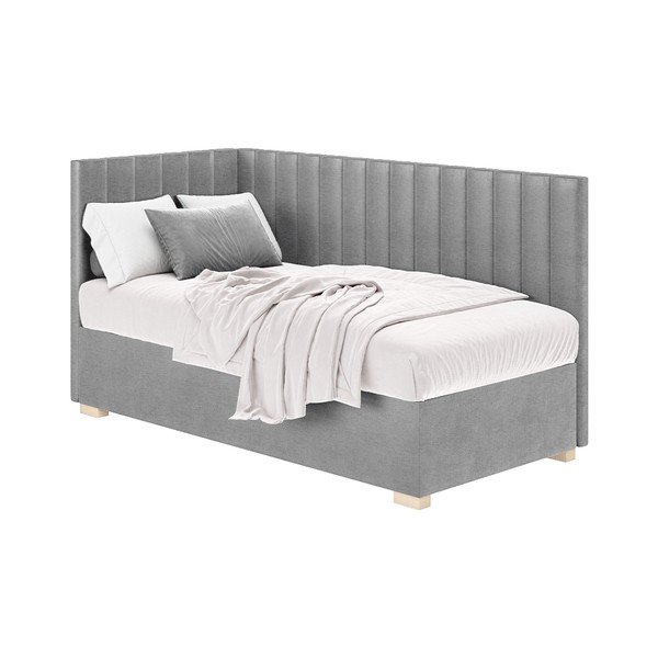 Letto da bambini con sponde grigio con contenitore con materasso incluso 90x200 cm Snugi – Ghado-image-2