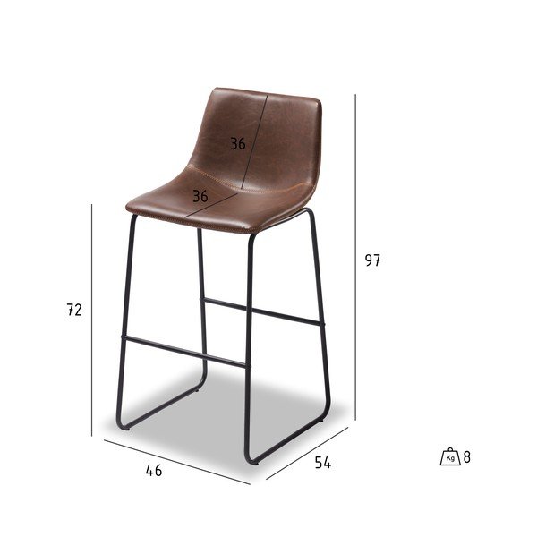 Set di 2 sedie da bar marrone scuro Indiana - Furnhouse-image-1