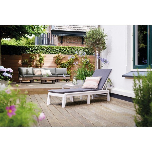 Sdraio da giardino grigio chiaro in plastica/in imbottito regolabile/pieghevole Atlas – Keter-image-4