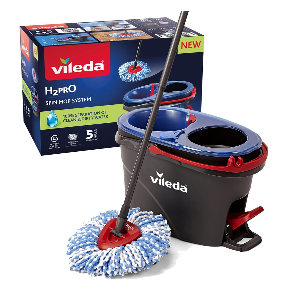 Set Mop Piatto Con Secchio 2 Vasche E 5 Panni In Microfibra – Pulizia A Umido E Secco, Testa Girevole 360° Per Tutti I Pavimenti - 3