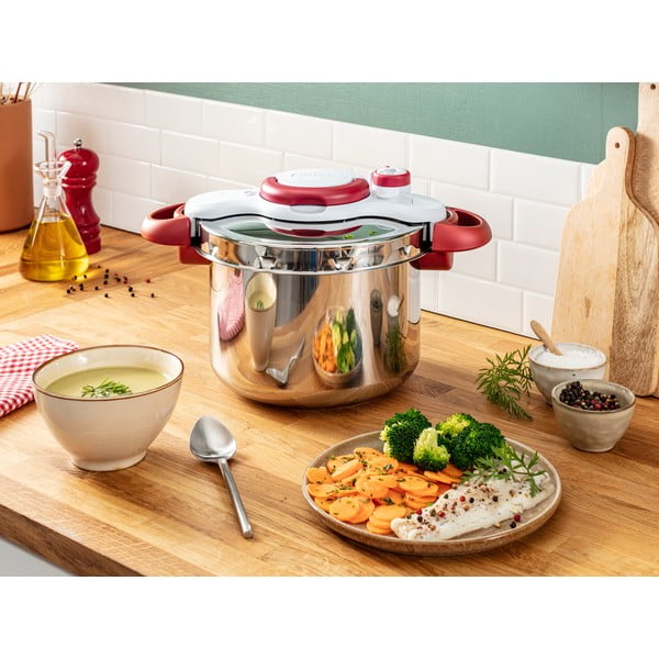 Pentola a pressione in acciaio inox 6 l Clipso Minut Perfect - Tefal-image-1