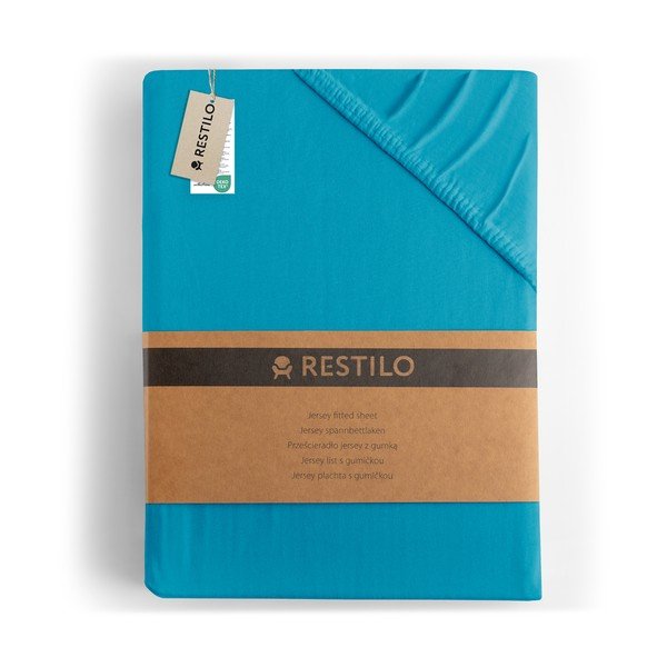 Lenzuolo con angoli blu in jersey 90x200 cm Amber – Restilo-image-4