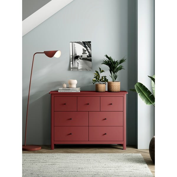 Cassettiera bassa rossa in legno di pino 110x80 cm Misti - Marckeric-image-1