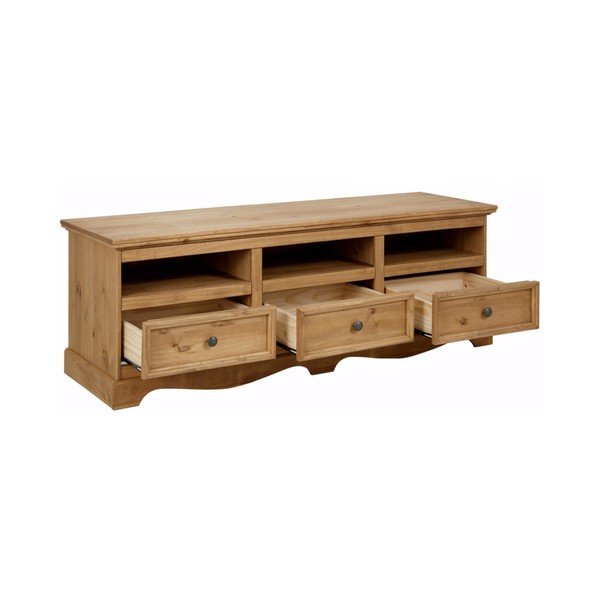 Cassettiera TV in legno di pino massiccio Monty, larghezza 163 cm - Støraa-image-1