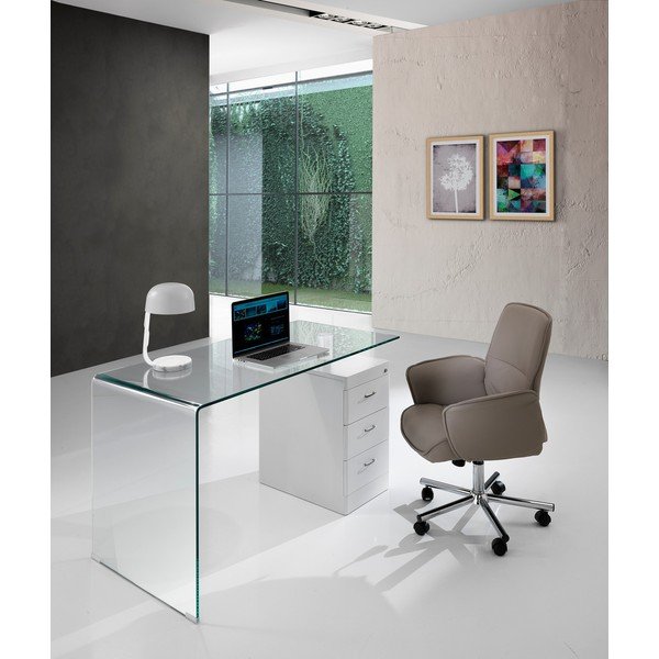 Tavolo da lavoro con piano in vetro 65x125 cm Bow - Tomasucci-image-4