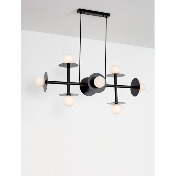 Lampadario bianco/nero in metallo con paralume in vetro Pielo – Nova Luce-image-4