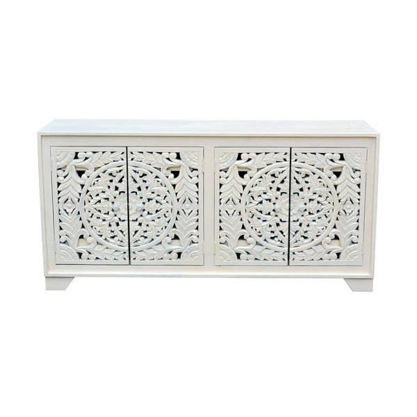 Cassettiera bassa color crema in legno di mango 85x40 cm Kalita - Støraa