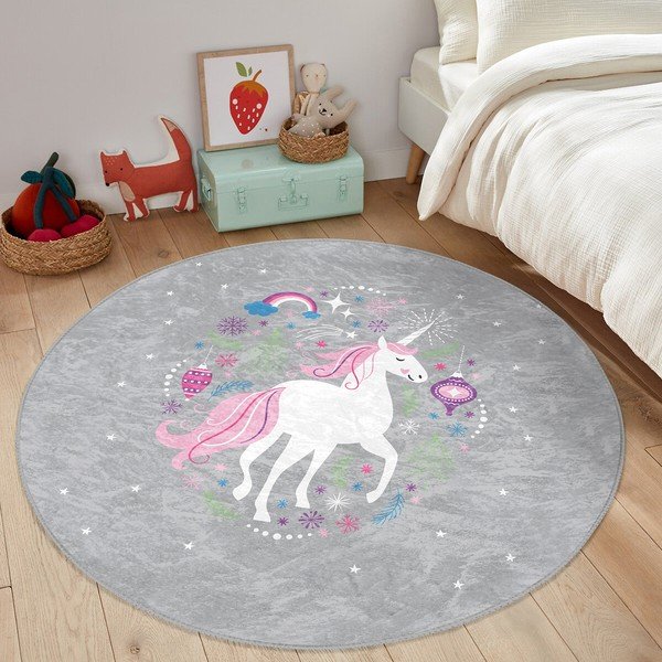 Tappeto grigio per bambini ø 120 cm Comfort - Mila Home-image-4