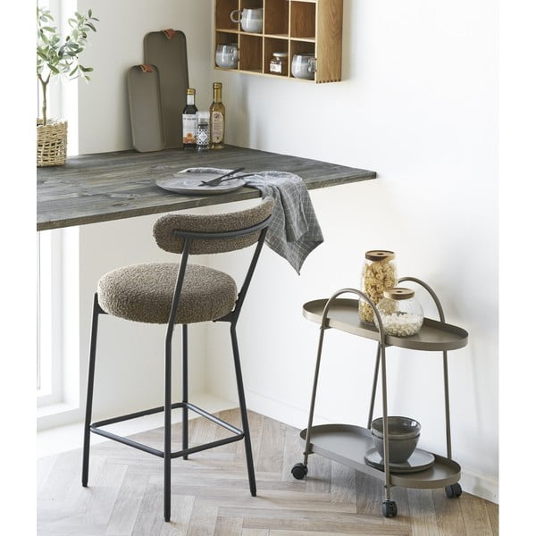 Sgabello da bar marrone imbottito (altezza della seduta 65 cm) Badalona – House Nordic-image-1