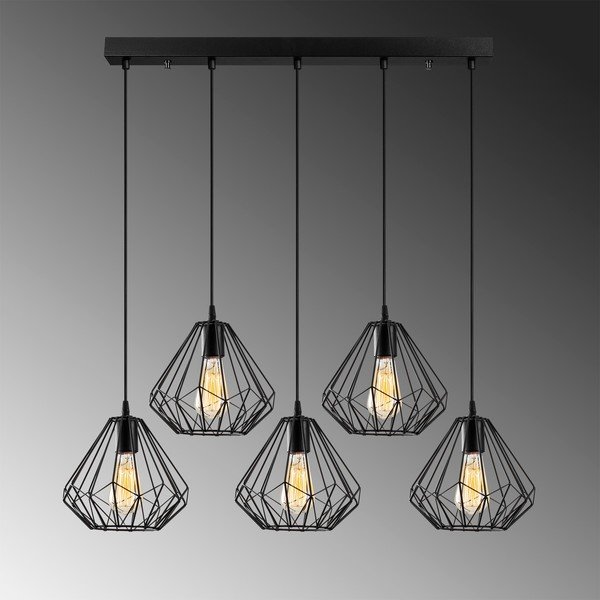 Lampadario nero con paralume in metallo Diamond – Opviq lights-image-3
