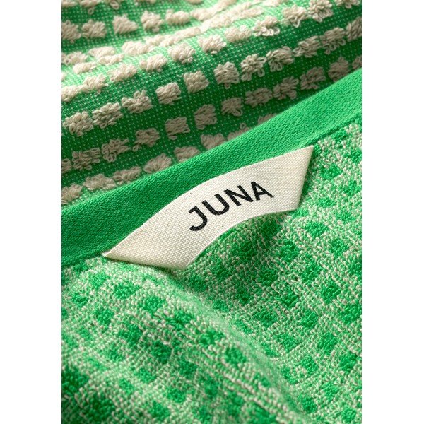 Asciugamano in cotone biologico verde e beige 70x140 cm Check - JUNA-image-1