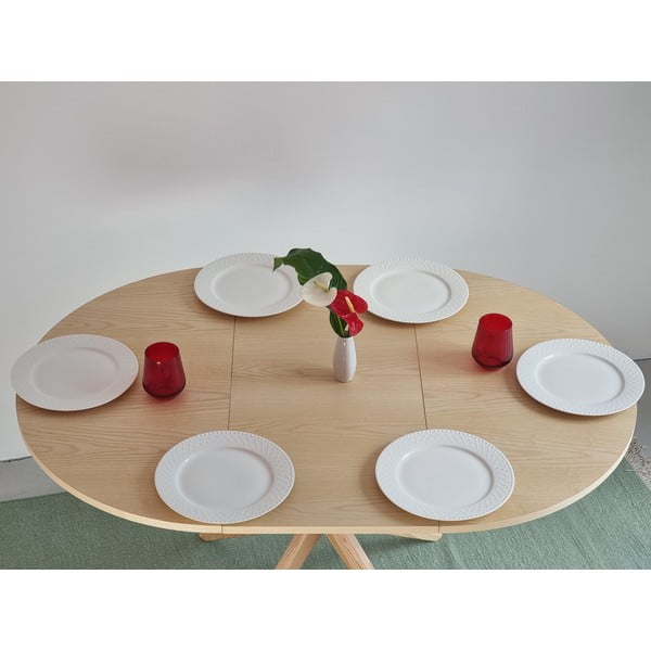 Tavolo da pranzo rotondo in frassino massiccio allungabile con estensione ø 90 cm Jubi – Ragaba-image-4