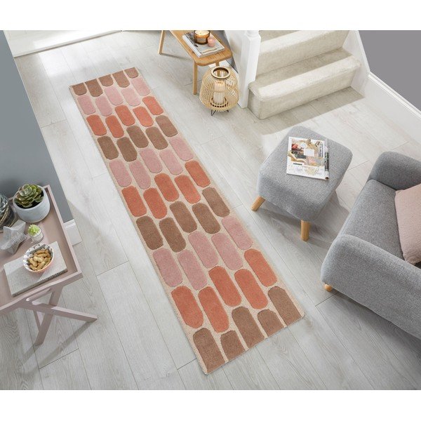 Tappeto in lana arancione 60x230 cm Fossil - Flair Rugs-image-4