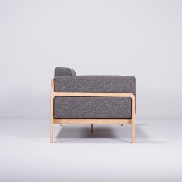 Divano grigio scuro con struttura in rovere massiccio , 210 cm Fawn - Gazzda-image-2