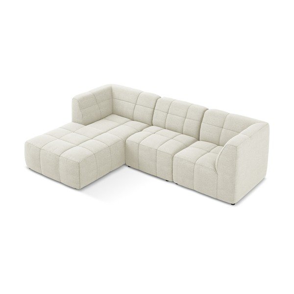 Divano angolare beige (con penisola a sinistra/con chaise lounge) con rivestimento in bouclé Aloha – Makamii-image-3