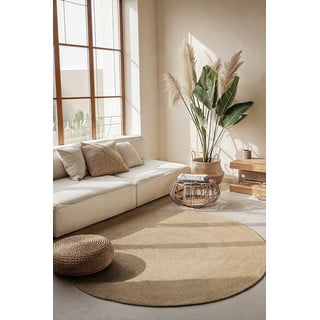 Tappeto rotondo di colore naturale in iuta reversibile ø 200 cm Braided Ivory – Hanse Home