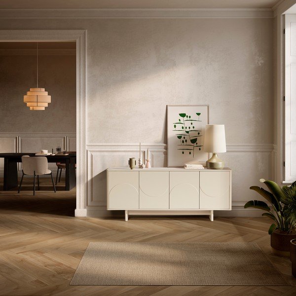 Cassettiera color crema 180x75x40 cm Solei – MOME-image-1