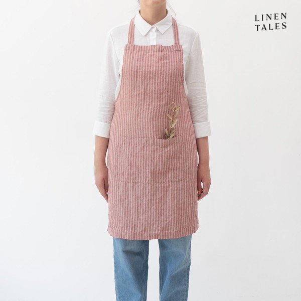 Grembiule in lino Red Natural Stripes - Linen Tales