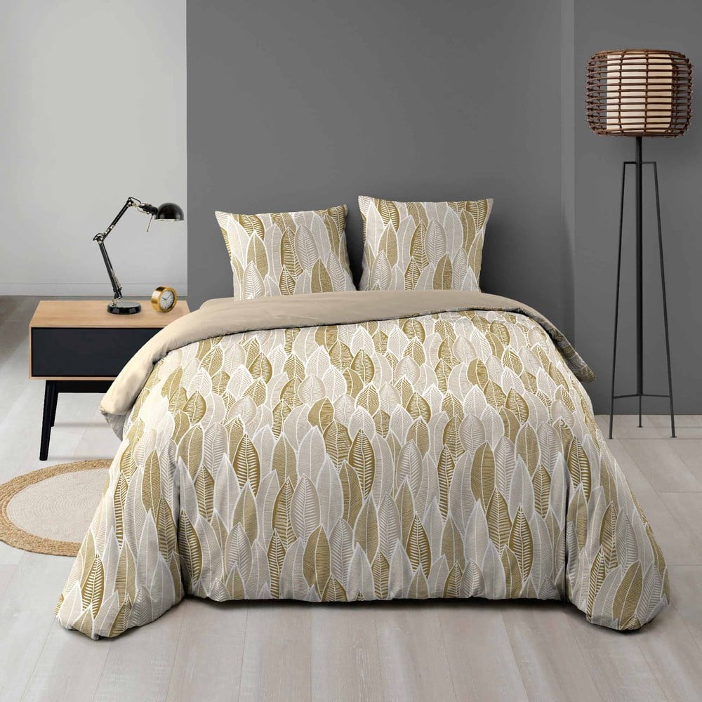 Set copripiumino e federa giallo ocra in microfibra per letto matrimoniale ed esteso 240x220 cm Kim – douceur d'intérieur | Biancheria da letto