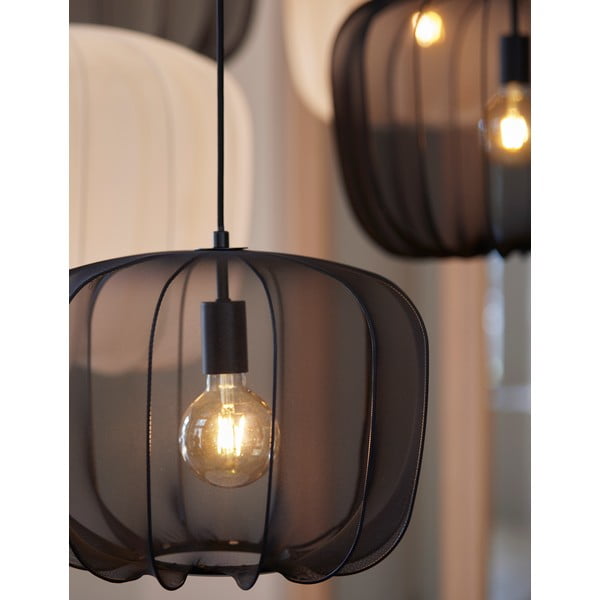 Lampadario nera con paralume in tessuto ø 40 cm Plumeria - Light & Living-image-3