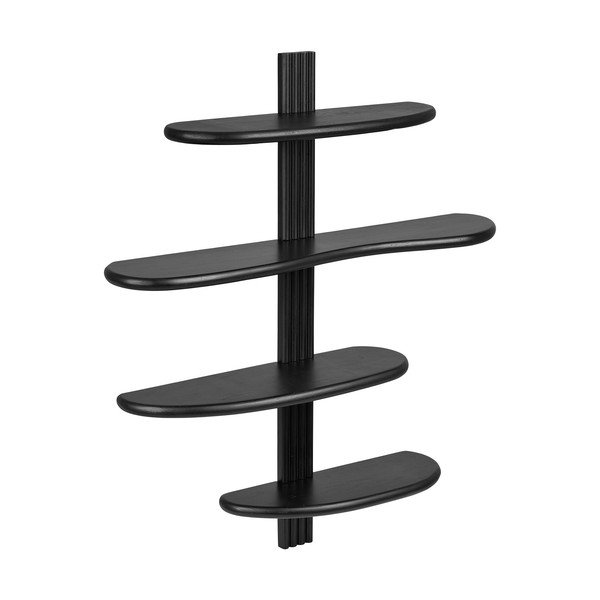 Mensola nera in rovere massiccio con ripiani multipli 80 cm Aliano – House Nordic