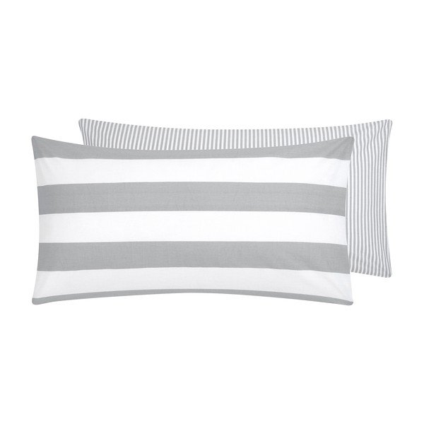 Federa decorativa in cotone bianco e grigio Kjana, 40 x 80 cm - Westwing Collection-image-3