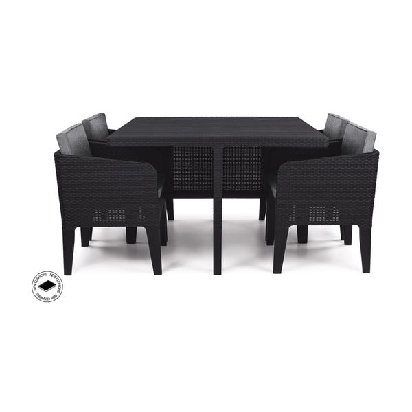 Set da giardino in rattan artificiale grigio scuro per 4 persone Columbia - Keter