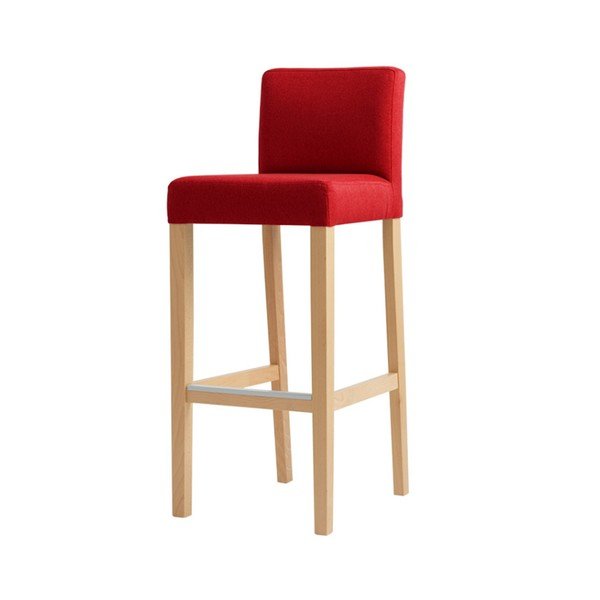 Sgabello da bar rosso con gambe naturali Custom Form Wilton - CustomForm