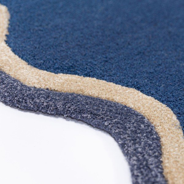Tappeto blu scuro in misto lana tessuto a mano 160x230 cm Rivo Wool – Flair Rugs-image-4