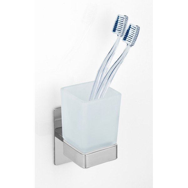 Coppa in vetro autoportante per spazzolini da denti in argento lucido Genova - Wenko-image-1