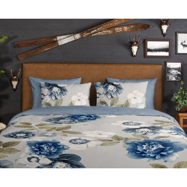 Set lenzuola letto matrimoniale in flanella blu-grigia 200x220 cm Gabin - Good Morning-image-3