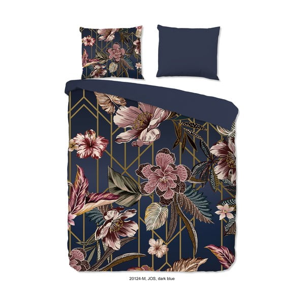 Set copripiumino e federa blu scuro in microfibra per letto matrimoniale ed esteso 200x220 cm Jos – Good Morning