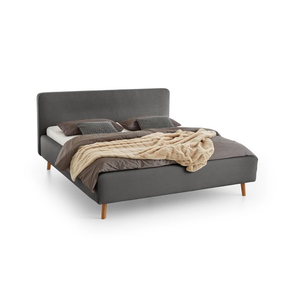 Letto matrimoniale imbottito grigio scuro con contenitore con rete inclusa 180x200 cm Mattis – Meise Möbel-image-2