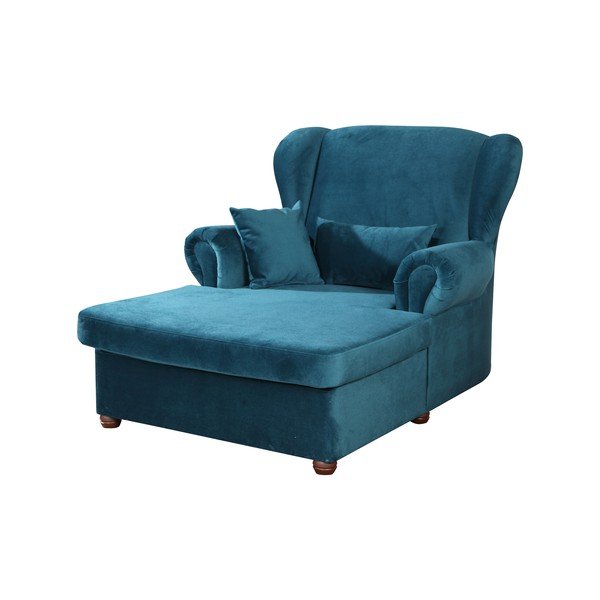 Chaise longue blu con rivestimento in velluto Lord – Ropez