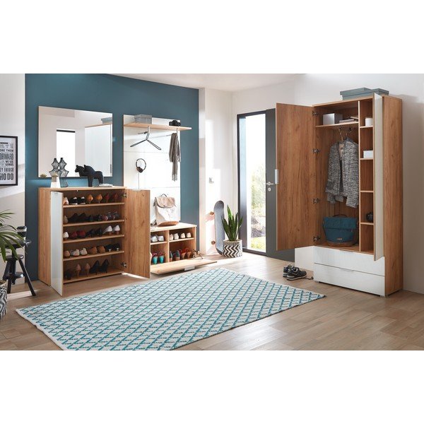 Armadio bianco in rovere con specchio 84x196 cm Telde - Germania-image-4