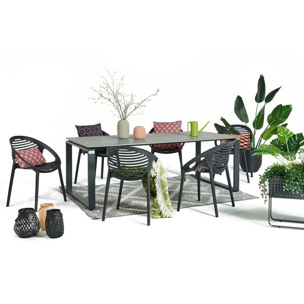 Set da pranzo da giardino per 6 persone con sedia Joanna nera e tavolo Strong, 210 x 100 cm Strong & Joanna - Bonami Selection-image-3