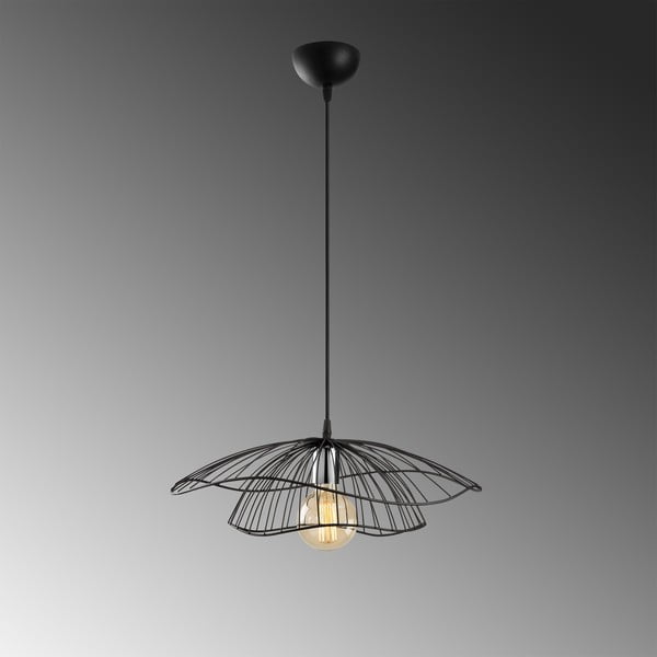 Lampadario nero con paralume in metallo ø 50 cm Farac – Opviq lights-image-1