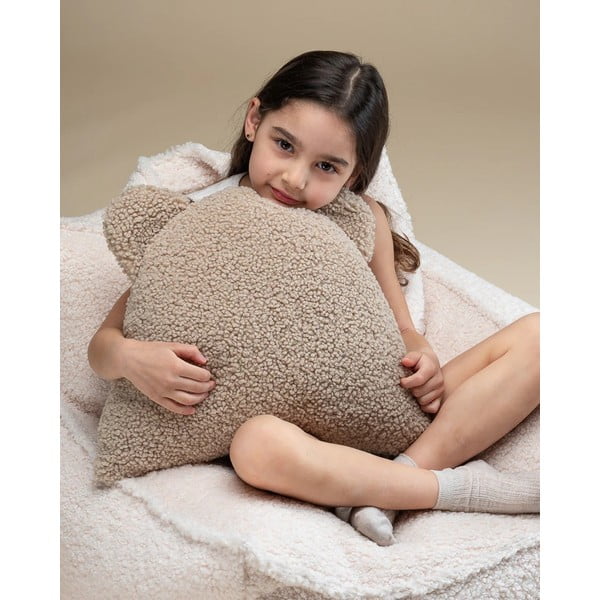 Cuscino per divano da bambini marrone chiaro con rivestimento in bouclé Bear – Wigiwama-image-1