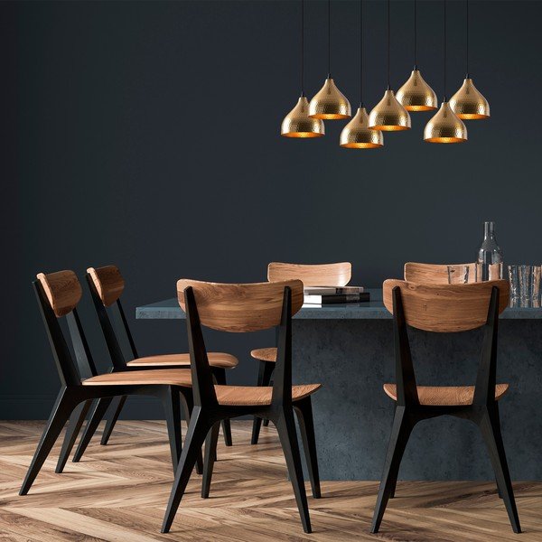 Lampadario nero/dorato con paralume in metallo Tattoo – Opviq lights-image-1