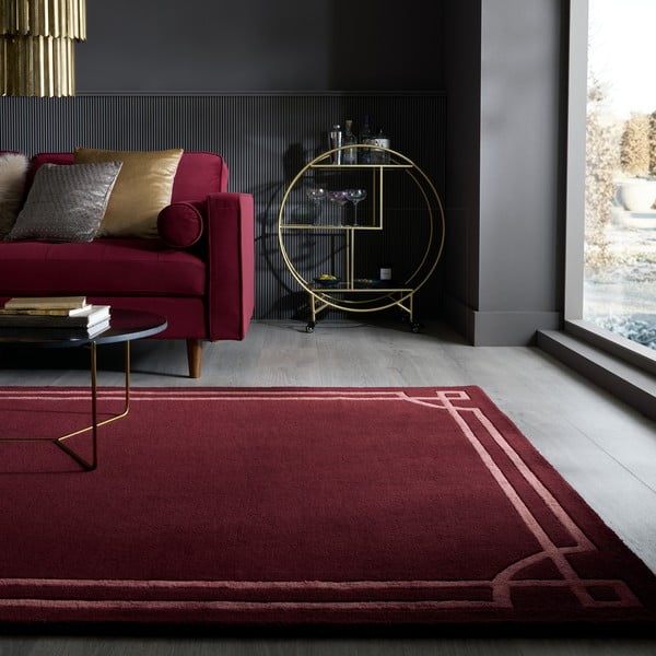 Tappeto burgundy in lana tessuto a mano 160x230 cm Gatsby – Flair Rugs-image-1