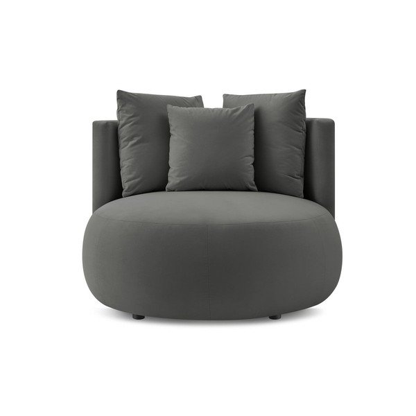 Poltrona grigio chiaro con rivestimento in velluto Cesar – Bobochic Paris-image-3