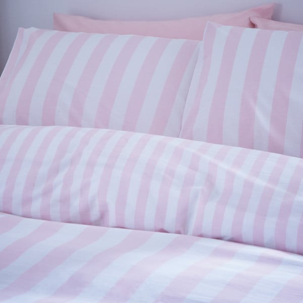 Set copripiumino e federa bianco e rosa per letto matrimoniale e per letto esteso 230x220 cm Stripe Tease – Sassy B-image-2