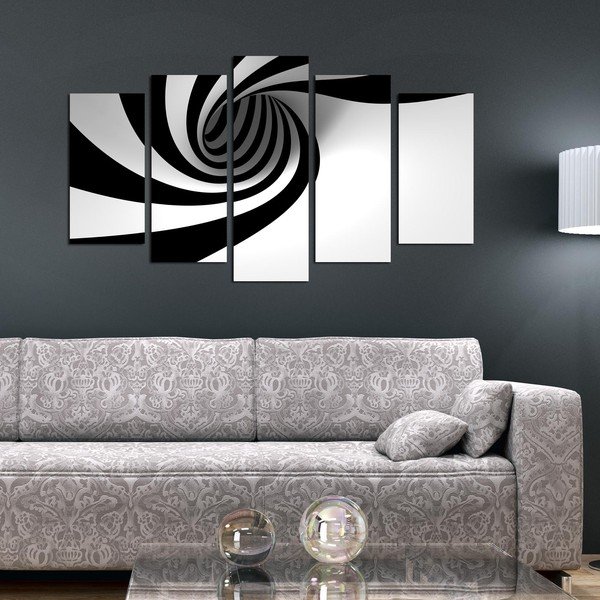 Quadro a spirale in bianco e nero in più parti, 110 x 60 cm - Charm-image-1
