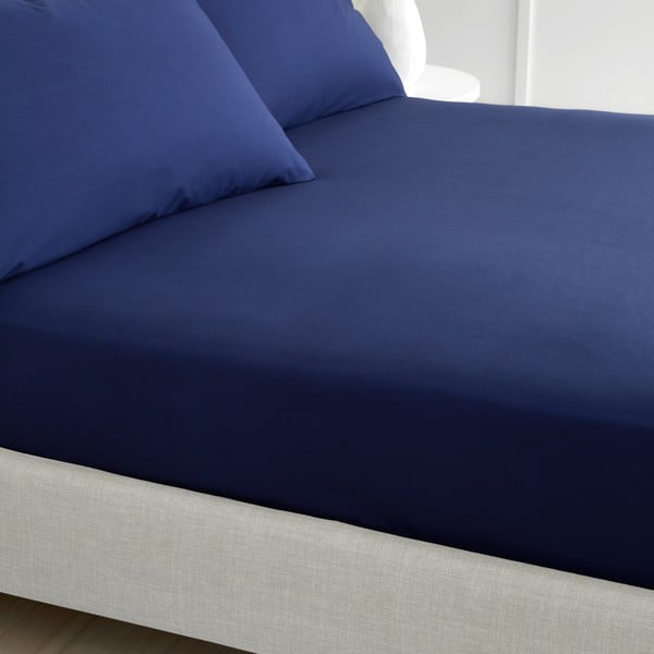 Lenzuolo con angoli blu scuro in percalle di cotone 90x190 cm Cotton Percale – Bianca-image-1