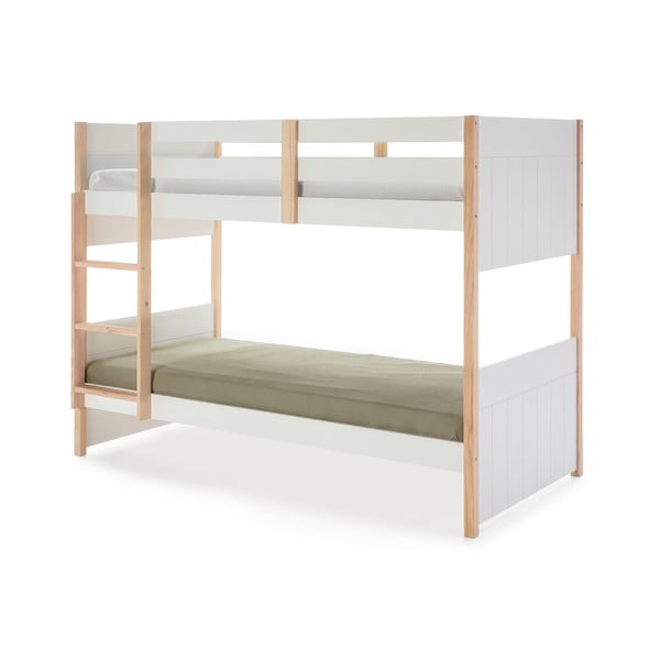 Letto a castello bianco in legno di pino 90x190 cm Kiara - Marckeric-image-2