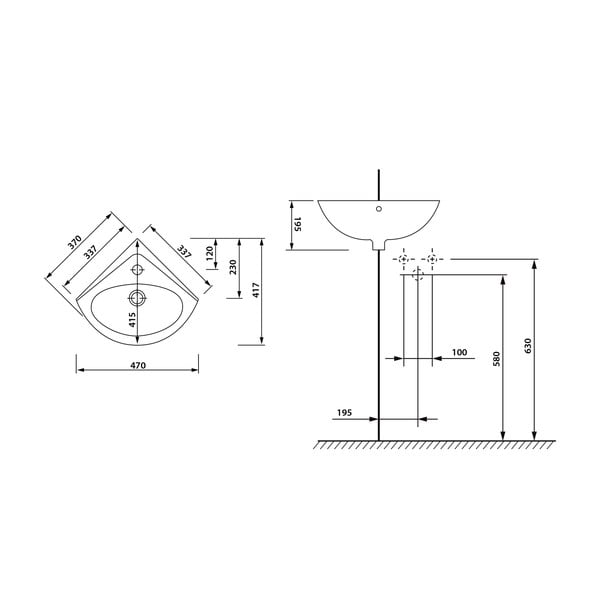 Lavabo bianco in ceramica 34x34 cm Luigi – Sapho-image-4