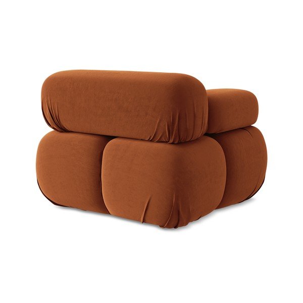 Parte divano componibile arancione (con penisola a sinistra) con rivestimento in velluto Lokua – Makamii-image-4