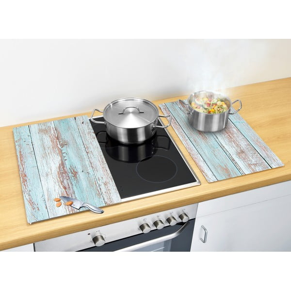 Set di copri fornelli in vetro temperato 2 pz 30x52 cm Blue Wood – Allstar-image-1