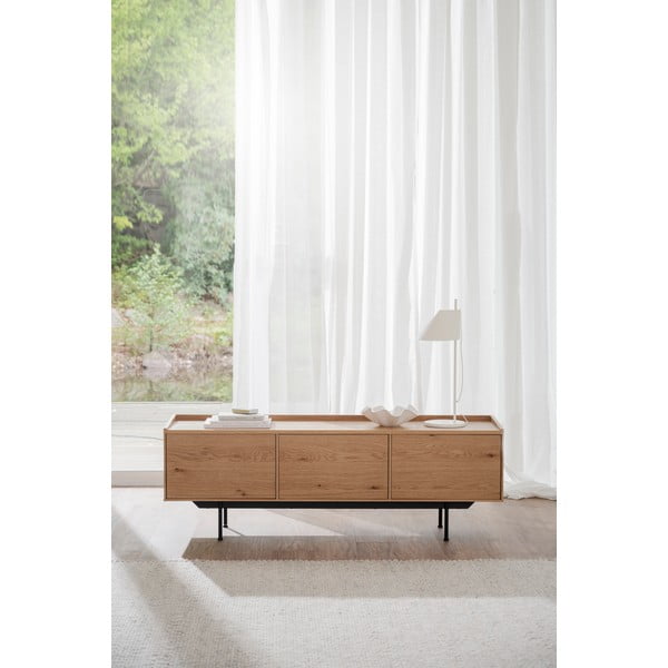 Tavolo TV in rovere di colore naturale 160x56 cm Brewerton - Rowico-image-1